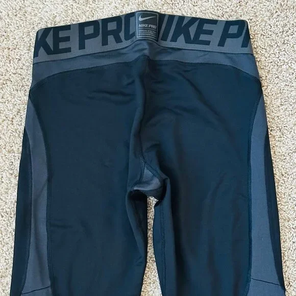 ⛷️ Nike ⛷️ Pro Men's Hyperwarm Compression Training Leggings/Tights Black/Gray - Picture 7 of 10